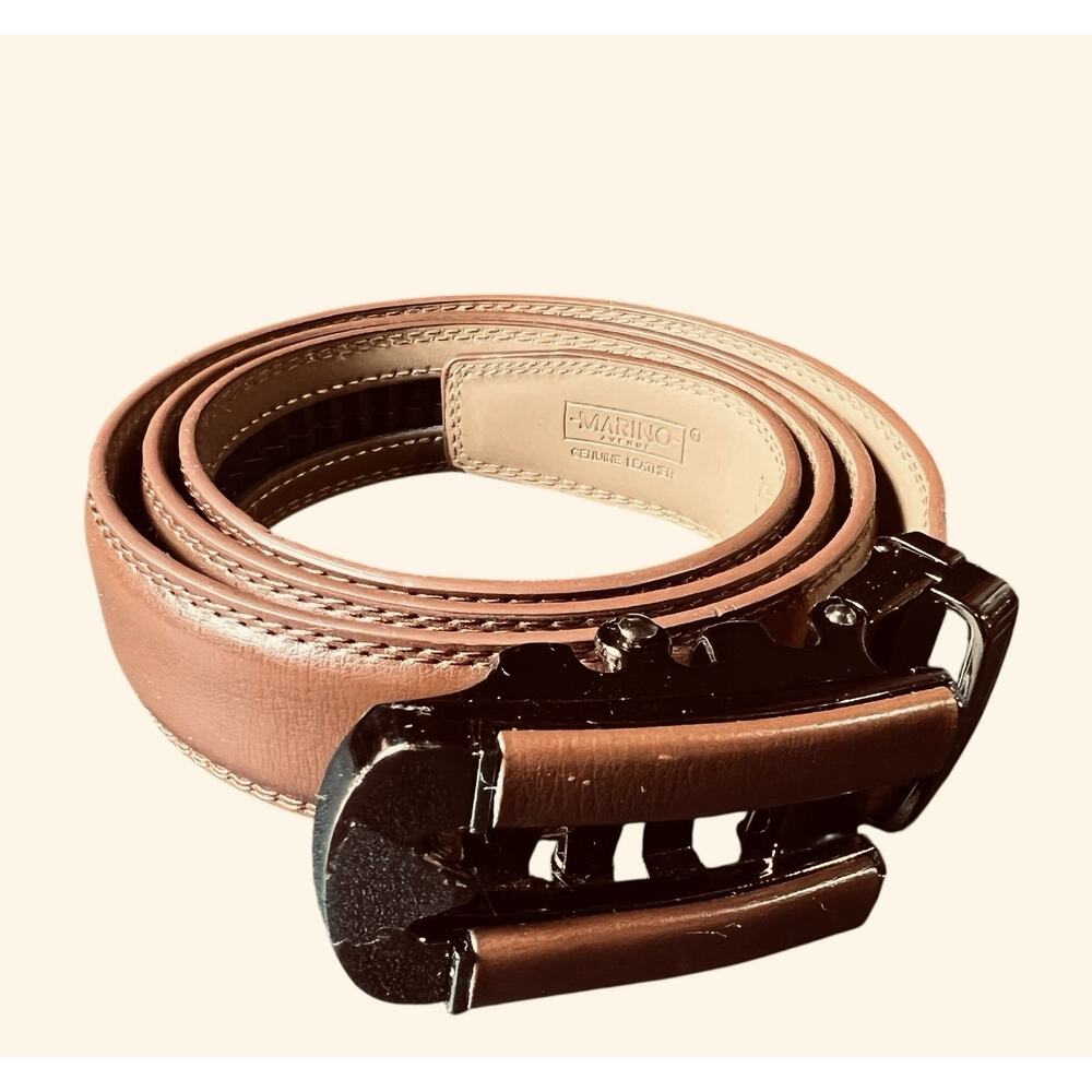 Marino Avenue Men's Brown Magnet Leatherโ Ratchet Belt Size 30-38